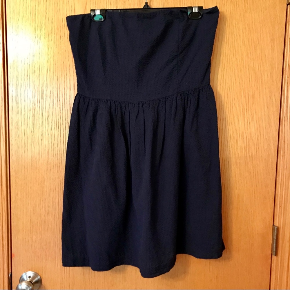 Gap navy crepe puckered fabric body con dress s 12
